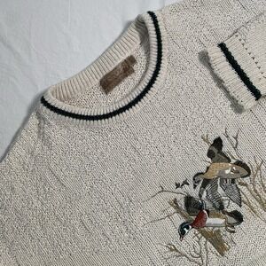 Vtg Shenandoah Mens SZ 3XLT Mallard Duck Graphic Knitted Sweater Beige USA